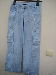 dámské letní kalhoty s výšivkou v.S-M