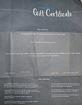 Voucher do 5 hotelu Hilton na Maltě