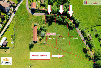 K prodeji, stavební pozemek se sítěmi o výměře 1282 m2, obec