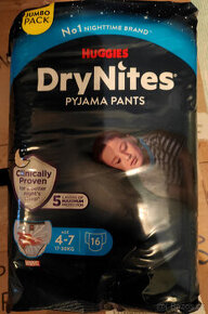 Prodám plenky Huggies Dry Nites Pants,4-7 let,17-30kg (16ks)