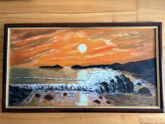 Obraz Portych, Západ u Dubrovníku, olej na desce 57x102