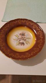 Talíř pozlacený s květy-Bohemia MZ