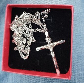 NOVÝ ZABALENÝ Přívěsek křížek zlatý 585 14karatu BÍLÉ ZLATO