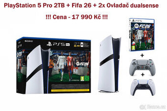 PS5 Pro 2 TB +Hra FC 26 +2x Ovladač - Záruka 21 Měsíců Alza