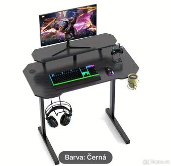 Herní stůl 100x55 cm, černý, nový