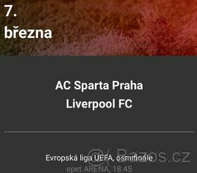 Sparta-Liverpool kupim 1vstupenku za 5000czk
