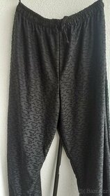Dámské plátěné černé kalhoty se vzorem,vel. XL - 1