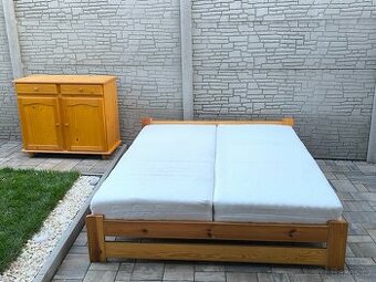Prodám manželskou postel + Matrace + Komodu