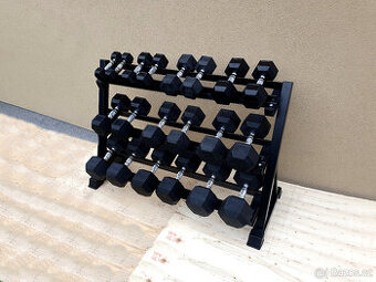 jednoručky činky - HEXA - sada 275kg + STOJAN