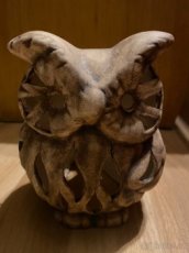 Keramická sova na svíčku