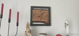 Moderní dekorační dubové hodiny_33x33x3cm - 1