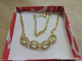 Pozlacený náhrdelník s krystalovými kolečky - 1