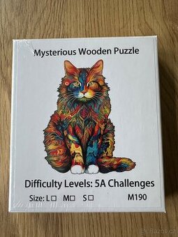 Dřevěné puzzle - kočka, slon, páv, papoušek