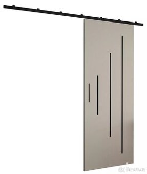 Posuvné dveře včetně černé kolejnice a tichého dojezdu