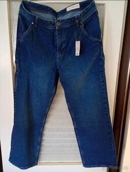 Nové moderní modré široké džíny 38/32 Délka 112cm,pas 50cm ,
