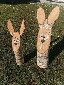 Přírodní Eko-Dekorace ze dřeva Velikonoční zajíčci - 1
