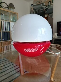 Raritní červeno bílá stolní lampa Tabery