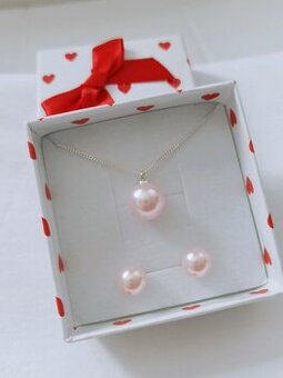 Stříbrná souprava s perličkami Swarovski Elements