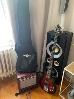 Baskytara Gear4music + kombo Umavery BA-15 + obal - 1