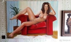 120 x 90 cm originál plátno olej akt "Samet" Carpin 2007