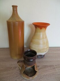 Retro keramické a dřevěné vázy - 1