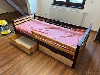 SLEVA Dřevěná dětská postel 90x200 - matrace zdarma