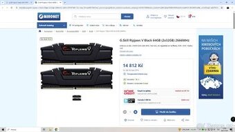 G.Skill Ripjaws V Black 64GB (2x32GB) 2666MHz DDr4