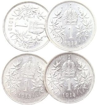 František Josef I. Konvolut Stříbrné mince 4ks. Stav -0/0- 