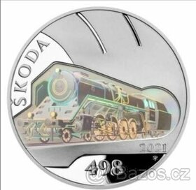 Stříbrná mince 500 Kč 2021 Lokomotiva ŠKODA 498 Albatros
