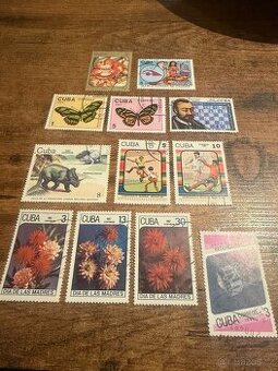 12 kusů retro poštovních známek - CUBA