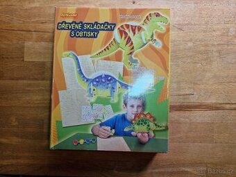 Dřevěná skládačka s obtisky (Dinosauři)