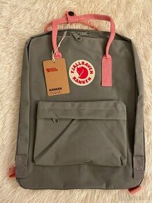 Batoh Fjällräven Kanken sivý s ružovými popruhmi - 1