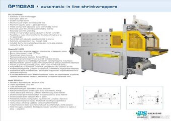 Automatická smršťovací balicí linka SMIPACK Model ßP1102AS
