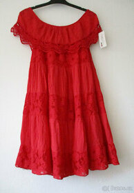 Dámské letní krajkové šaty červené Italy M L 38 40