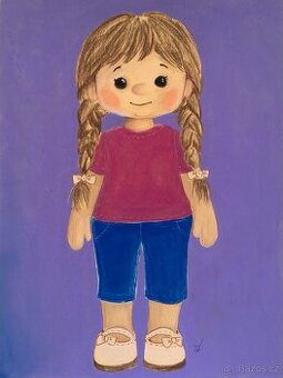 Obraz Anička s copánky, pastel