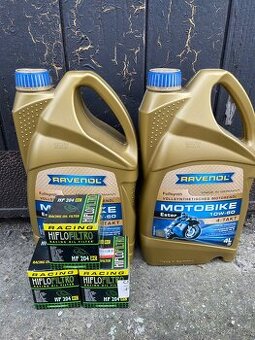 Motorový olej Ravenol 4T 10W60 2x4L + 3x filtr Hiflo HF204RC