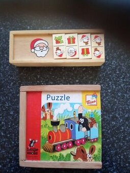 Dřevěné hračky, puzzle, pexeso, domino, motorická hra
