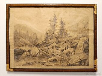 Obraz Maria Herrnritt 1853,originál na kartonu 34x46 - 1