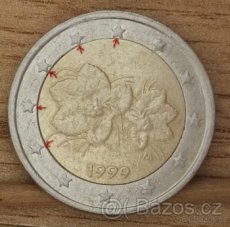 2 Euro 1999 Finsko pšeničnoražba ,hviezdy asymetricky.