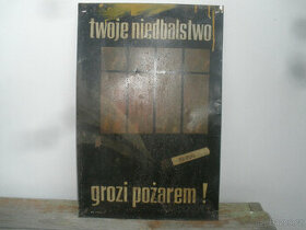 Stará výstražná plechová cedule