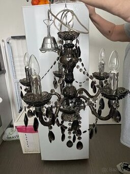 Designový lustr – kouřové sklo, 5 ramen