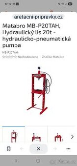 Matabro MB-P20TAH, Hydraulický lis 20t - hydraulicko-pneumat