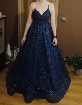 Maturitní šaty - tmavě modré se třpytkama