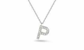 Zlatý náhrdelník s brilianty - písmeno P, NOVÝ
