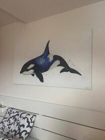 Obraz akrylem na plátně zabijácká velryba, 150x80 cm - 1