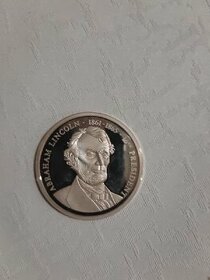 Stříbrná mince Abraham Lincoln 16. prezident USA.
