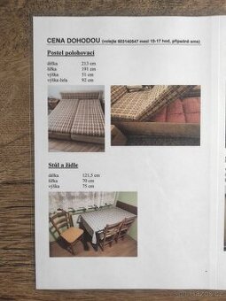 Postel polohovací a stůl a židle