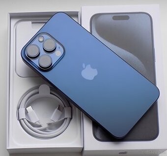 iPhone 15 Pro Blue Titanium BATERIE 100% TOP