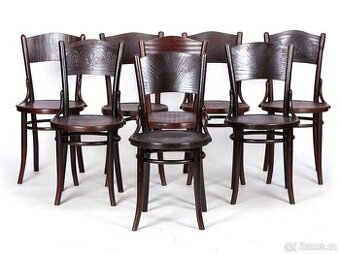 Prvorepublikové židle MIX, Thonet, Fischel, Mundus, 8 ks
