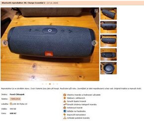 VAROVÁNÍ - Bluetooth reproduktor JBL Charge Essential 2